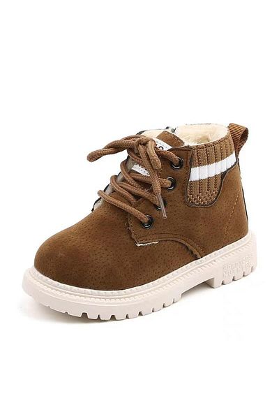 Butik Junisteps SUNİ WOOL ZIPPERED-LACED SUEDE KIDS BOOTS - BROWN