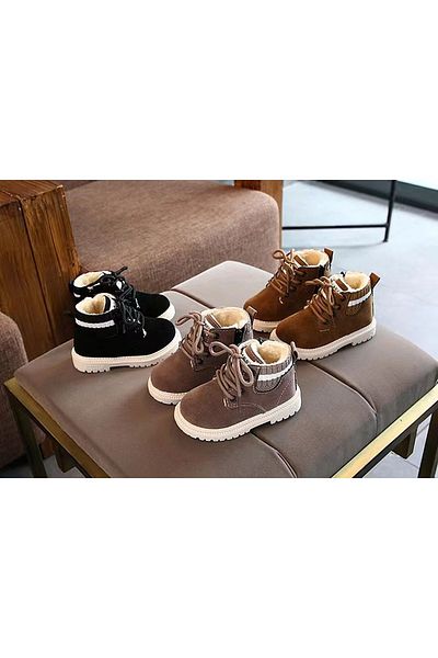Butik Junisteps SUNİ WOOL ZIPPERED-LACED SUEDE KIDS BOOTS - WARM GRAY