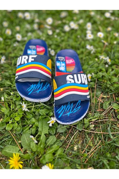Butik Junisteps Children's Slippers - Slidable Sole and Patterned - Surf