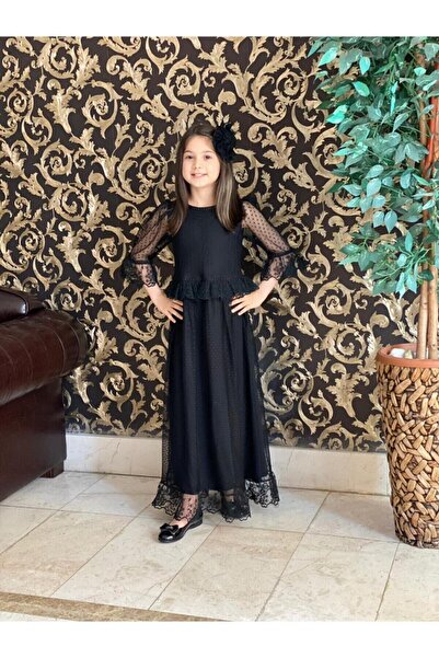 HC Kids Wear Kız Çocuk Bayramlık Kız Çocuk Tüllü Elbise Toka