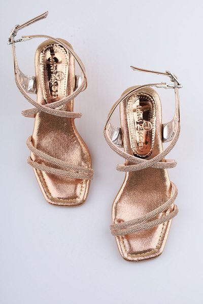moon glow Pantofi de seara pentru fete cu toc cu toc transparent cu detaliu din piatra
