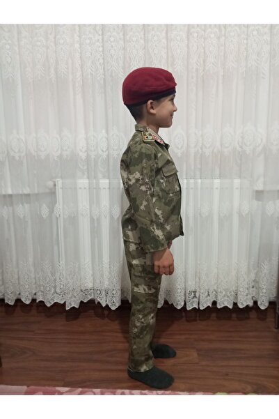 Çocuktarz Yeni Tip Askeri Kamuflaj Bordo Bereli Çocuk Takımı