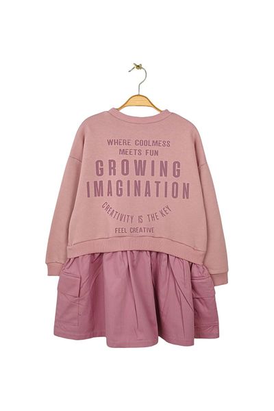 Via Girls Pink Long Sleeve Skirt Dress for 6-13 Years Old Girls