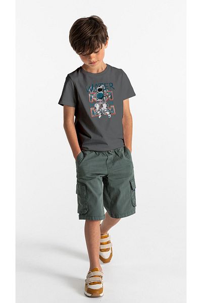 ÇocukçaGiy Astronaut Printed Children's T-shirt - 100% Cotton, Crew Neck, 1 Piece