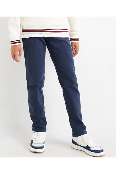 rois kids Lycra Navy Blue School Pants - Elastic Waist