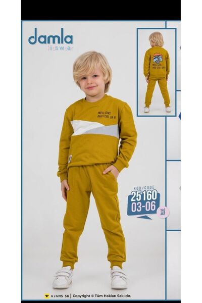 DAMLA BEBE Boy's Bottom Top Two Thread Double Set Nursery Kindergarten Tracksuit Set