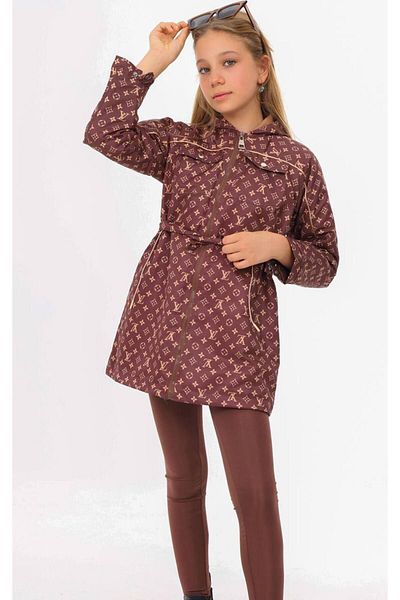 MCLKKİDS Girl's Brown Hooded Trench Coat