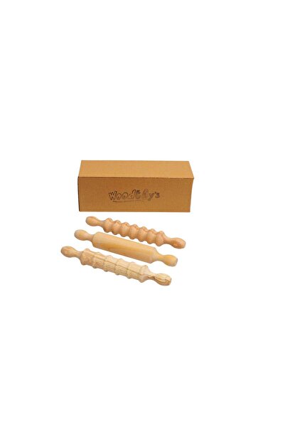 WOODTOY'S ORGANİK OYUNCAK DÜNYASI مجموعة أسطوانة خشبية مكونة من 3 قطع