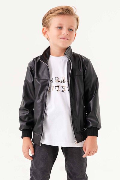 Gold Class Kidswear Кожено яке за момче - с цип
