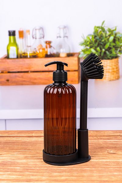 KRM HOME Με μαλακή βούρτσα σιλικόνης Πάγκος Κουζίνας Μπάνιου Υγρού Σαπουνιού Κιτ-Σετ καθαρισμού πιάτων