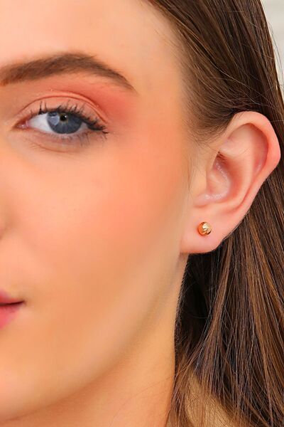 MOOM MÜCEVHERAT 14 Ayar Altın Küpe Vidalı Top Küpe Kalemli Top Ebatı 5-MM