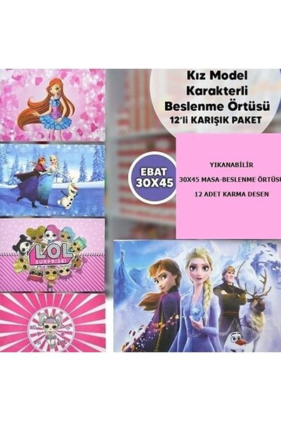 12 Adet Kız Çocuk Beslenme Örtüsü