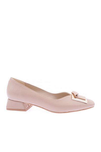 DGN Women's Pointed Toe Square Metal Detail Buckle Low Heel Shoes Tan 211222328