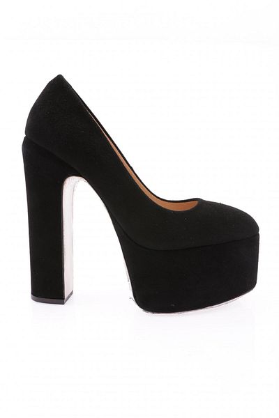 DGN Pantofi de damă cu toc cu platformă înaltă, piele naturală, piele de căprioară neagră 452112353