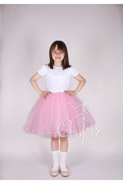 Astar Kostüm Tütü Etek Pembe Kurdeleli Kız Çocuk 23 Nisan Gösteri Kabarık Etek