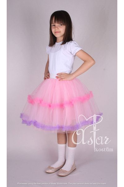 Astar Kostüm Fusta tutu roz cu volane mov Fusya Fusta pufoasă pentru spectacol 23 aprilie pentru fete