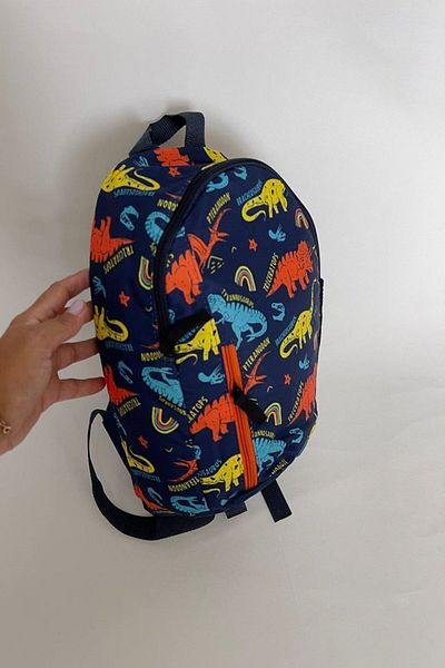 chantacim Boy's Kindergarten Navy Blue Dinosaur Strap Backpack