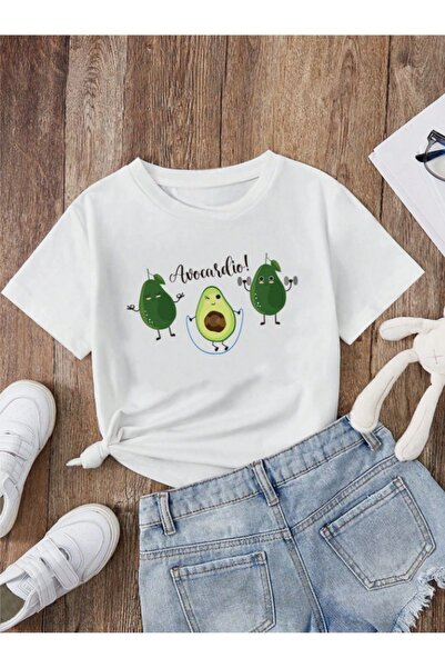 Pelna تيشيرت أطفال من القطن الأبيض بطبعة الأفوكادو