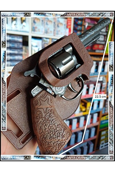 OYUNCAKSAHİLİ Kapsül Patlatan Metal G0nher Tabanca Revolver Silah ispanya Kovboy Model Revolwer 22.5cm