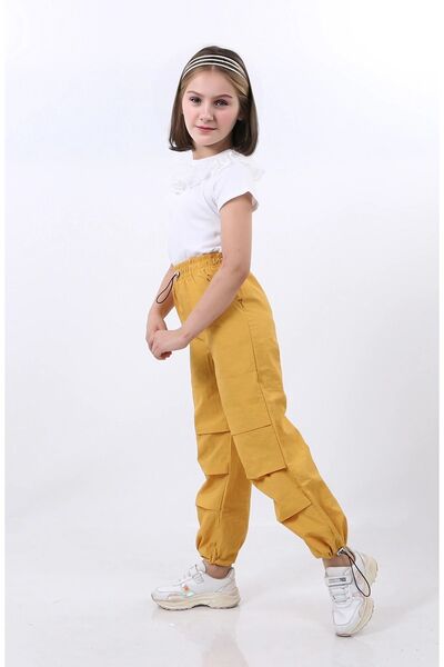 Kamex Stoperli Okul Kız Çocuk Paraşüt Pantolon Sarı