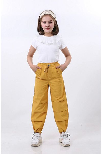 Kamex School Girl's Parachute Trousers with Stopper Yellow