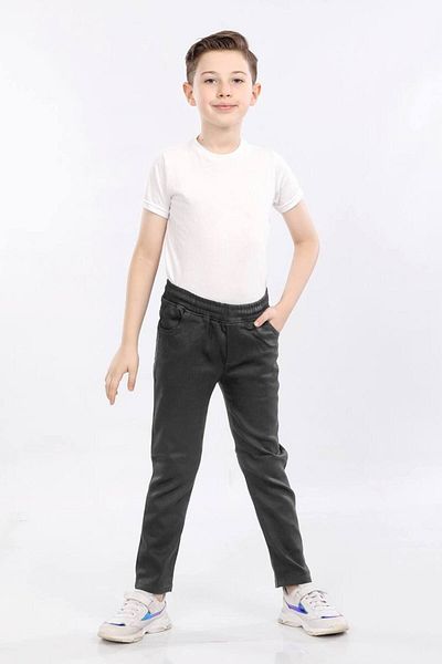 MORE KIDS Smoked Canvas School Pants - Elastic Waist