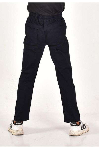 MORE KIDS Navy BlueCanvasSchool Pants - Elastic Waist