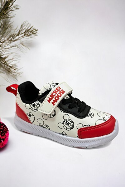 Ponchiq Pantofi sport pentru bebelusi cu velcro imprimati Mickey Mouse