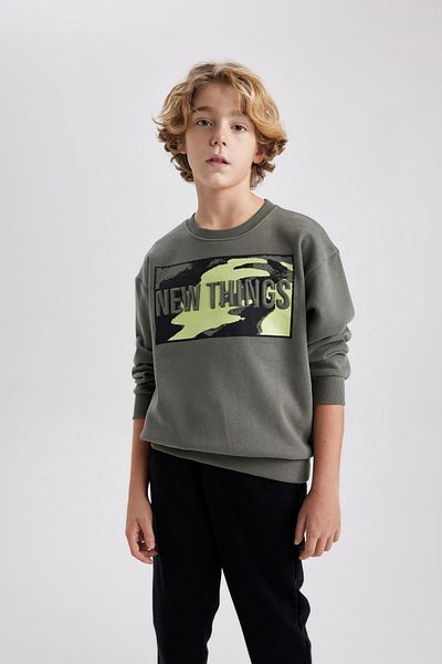 DeFacto Boy Oversize Wide Fit Crew Neck Thick Sweatshirt B4032A823Wn