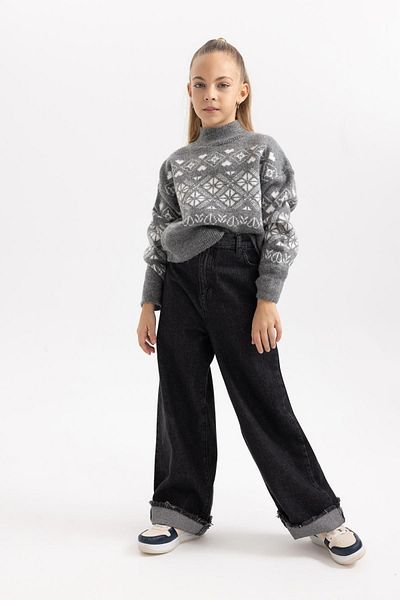 DeFacto Girl's Christmas Themed Crew Neck Knitwear Sweater B2666A823Wn