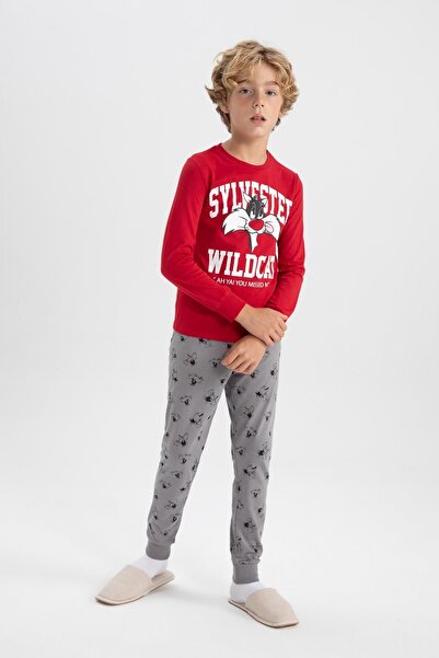DeFacto Erkek Çocuk Looney Tunes Uzun Kollu Pijama Takımı B2641a823au