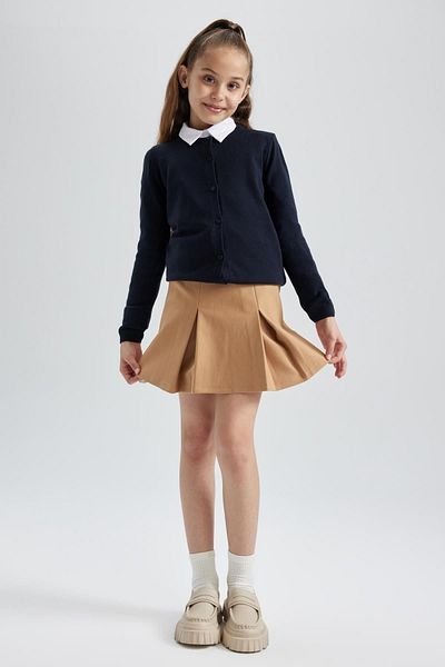 DeFacto Navy Blue Knitwear Girl's School Cardigan - Crew Neck N8407A623Au