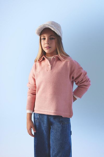 DeFacto Polo-Kragen-Pullover für Mädchen – geknöpft, A2883a823au