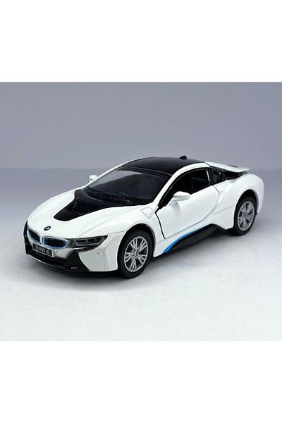 Kinsmart بي ام دبليو I8 - سحب قطرة 5 بوصة. سيارة نموذجية مرخصة، لعبة سيارة 1:36 باللون الأبيض