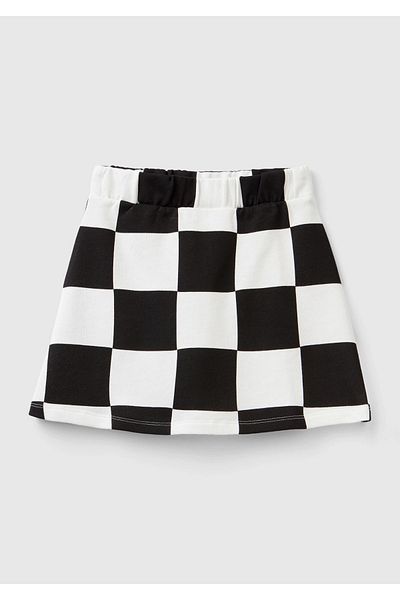 United Colors of Benetton Model în carouri gri închis - Fusta alb-negru pentru fete