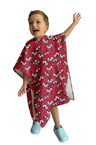 C&City Red Digital Printed Children's Poncho - C1701