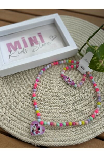 minikidsstore Mini Mouse Kız Çocuk Kolye,Bileklik Takımı
