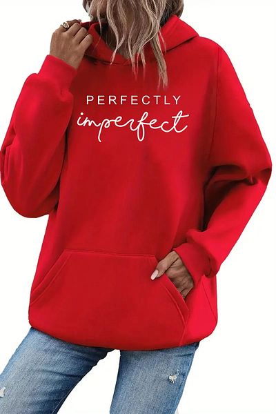 yueswear Червен унисекс плетен суитшърт - повдигнат, модел Perfectly 2ip