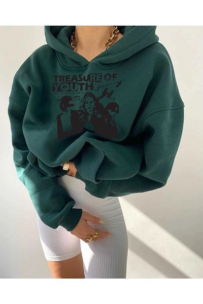 yueswear Πλεκτό Unisex φούτερ Green Treasure - 2ip Raised
