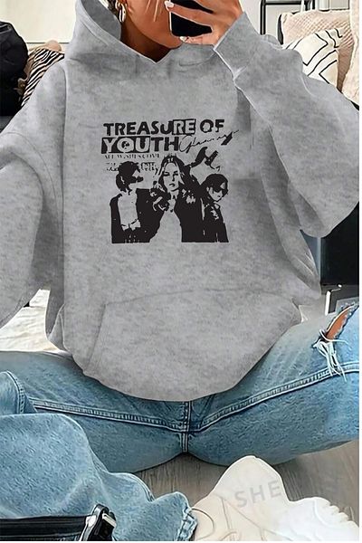 yueswear Unisex Γκρι Πλεκτό Φούτερ - Μοντέλο Raster, 2ip