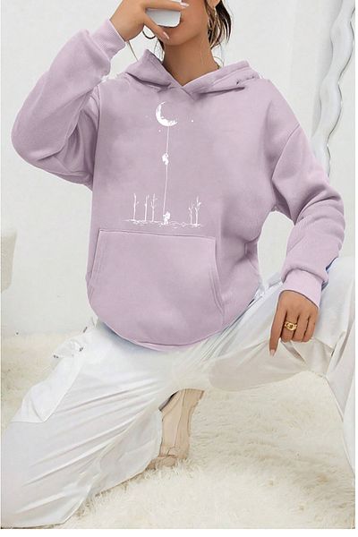 mw memowear Unisex Πλεκτό φούτερ με μοτίβο λιλά Κρόνος - 2 σχοινί