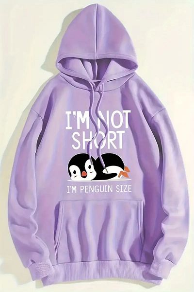 mw memowear Unisex Πλεκτό φούτερ με μοτίβο λιλά πιγκουίνος