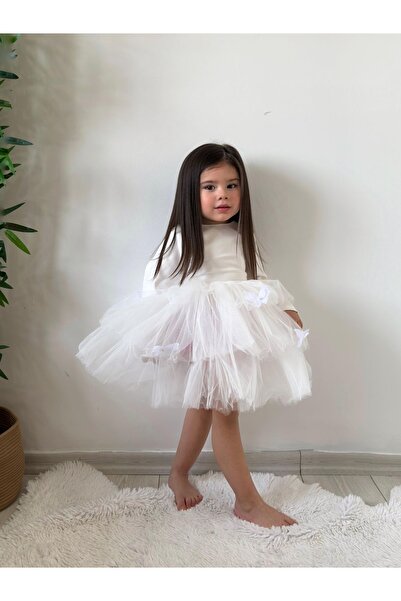 Tinypeople Дівчача біла сукня з пачкою та метеликами