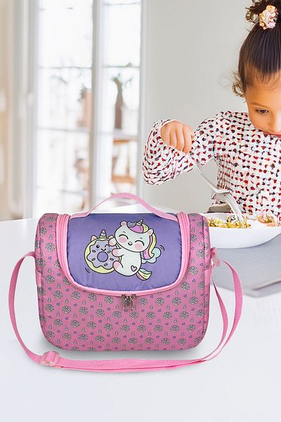 Bye Bye Yummy Unicorn Patterned Children's Hand and Shoulder Thermo Lunchbox - Pre-Nursery