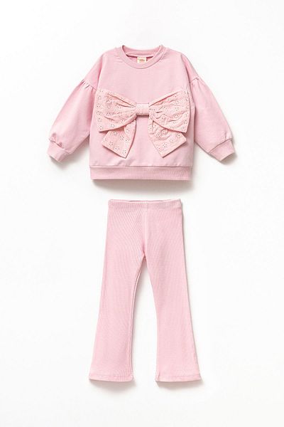 Minipodyum Girl's Cotton Long Sleeve Sweatshirt and Spanish Leg Leggings Set
