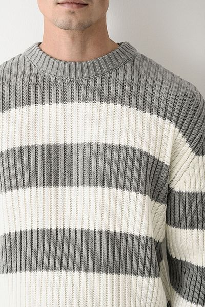 İLKCET MODA Ανδρικό ριγέ πουλόβερ oversize