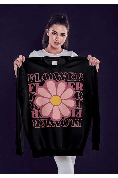 LAND MODA Φούτερ με μαύρο στάμπα oversize