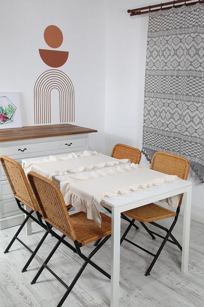 cotton maison Natural Ruffled Runner Vintage 2 Τεμάχια 40x80 εκ