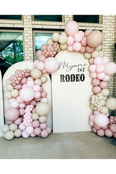 eğlencemarketi 100 Pieces of Blush Macaron - Pink, White and Sea Sand Balloon Chain