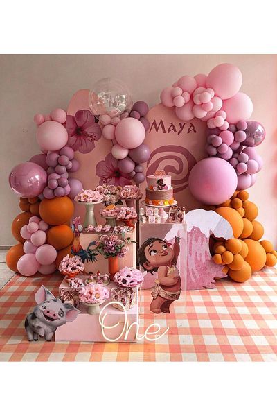 eğlencemarketi Macaron Pink Wild Strawberry and Peach Balloon Chain 100 Pieces